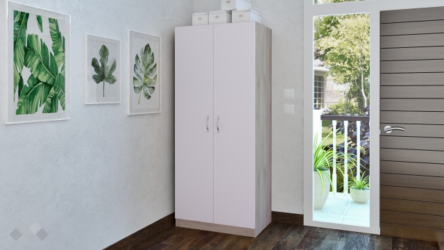Гардероб Дилън двукрилни сонома арвен с бял гланц