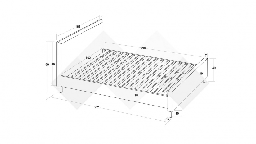 Тапицирана спалня 160/200 Дена с включен матрак Sleep Nuvia 160/200 сив - изглед 3