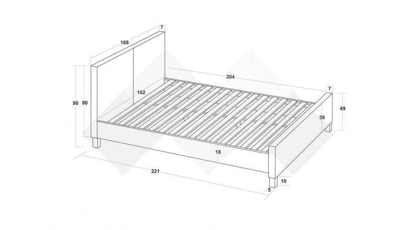 Тапицирана спалня 160/200 Елана с включен матрак Sleep Nuvia 160/200 кафяв - изглед 3