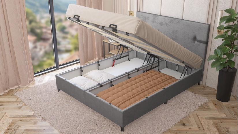 Боксспринг легло 160/200 Геника с включен матрак Sleep Nuvia 160/200 сив - изглед 3