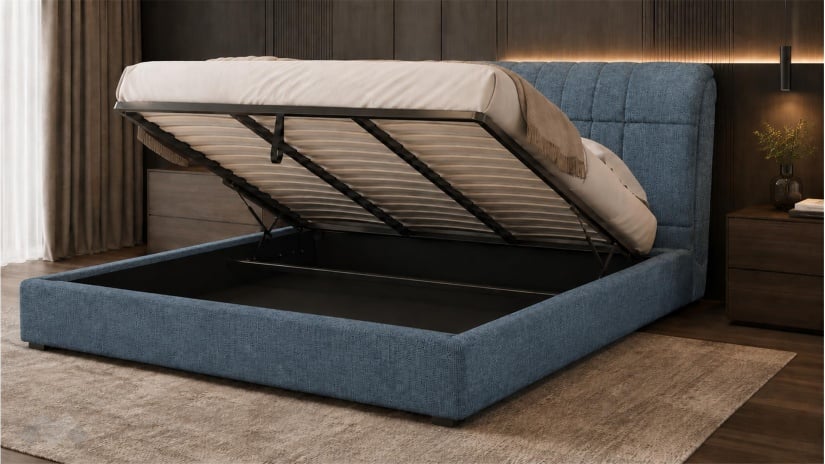 Тапицирана спалня 180/200 Милоа с включен матрак Sleep Nuvia 180/200 син - изглед 2