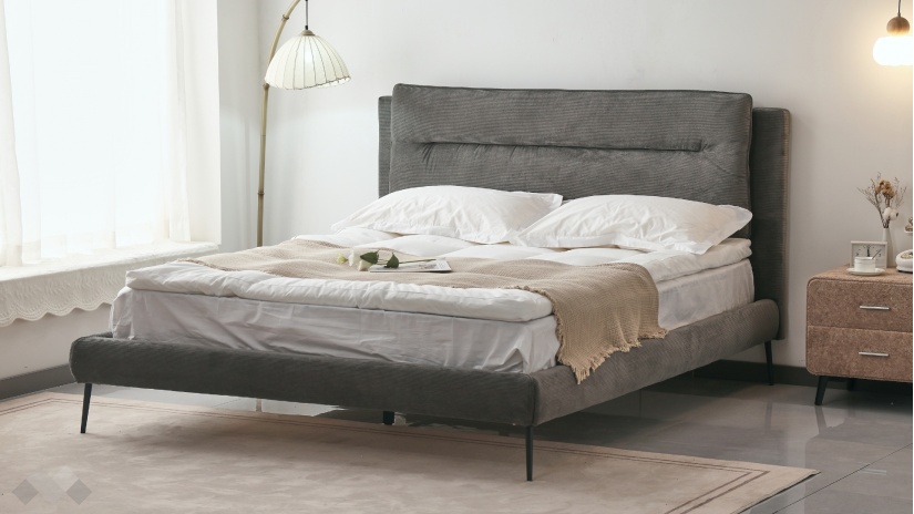 Тапицирана спалня 160/200 Нарелия с включен матрак Sleep Nuvia 160/200 сив - изглед 1