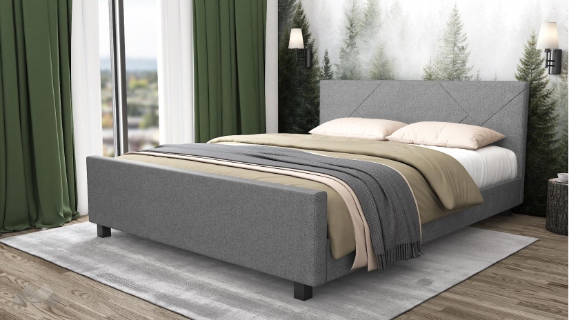 Тапицирана спалня 160/200 Нела с включен матрак Sleep Nuvia 160/200 сив - изглед 1