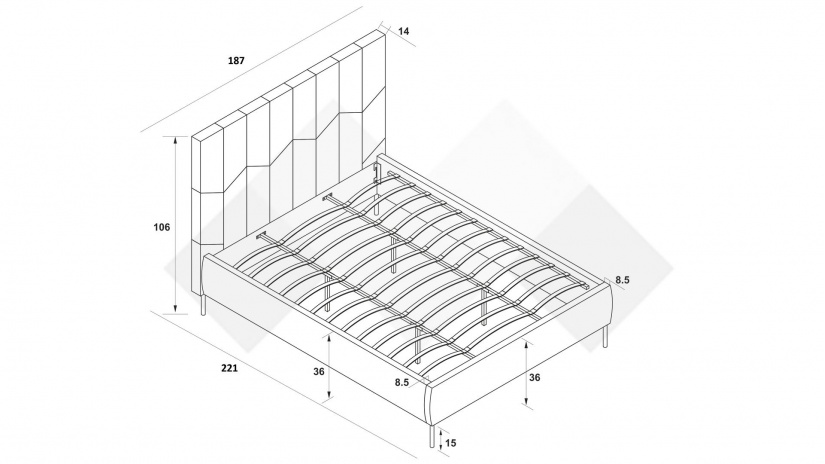 Тапицирана спалня 180/200 Талена с включен матрак Sleep Nuvia 180/200 зелен - изглед 3
