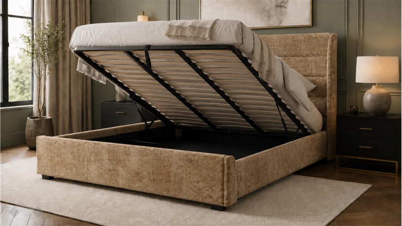 Тапицирана спалня 180/200 Велиса с включен матрак Sleep Nuvia 180/200 кафяв - изглед 2