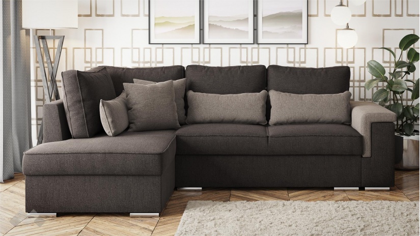 Ъглов диван Валета S с посока кафяв със светло кафяво - изглед 2